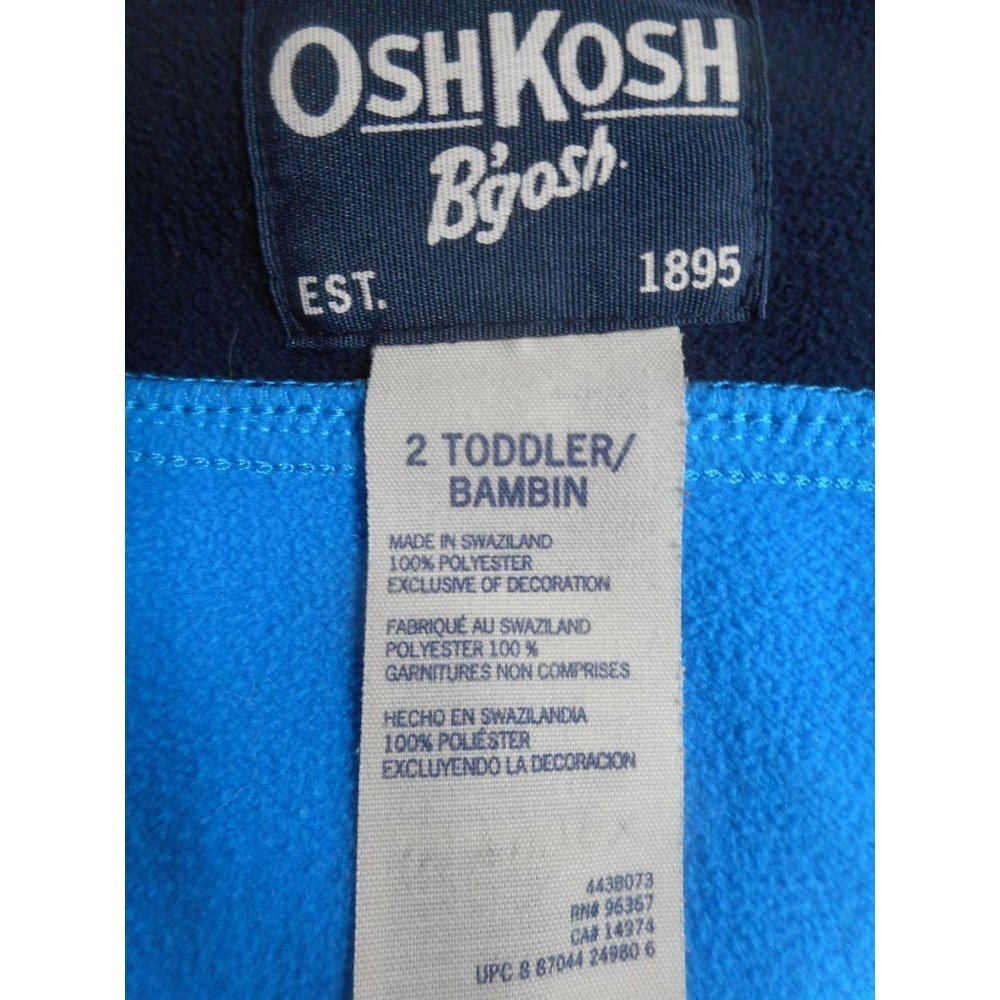 Osh Kosh Baby Size 2T Jacket zip front 2 tone blue Embroidered logo w/ pockets - Picture 2 of 4